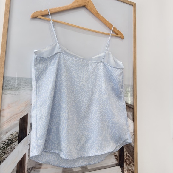 DYNAMITE Ally Satin Cami - Pastel Blue Leopard on White - Picture 7 of 13